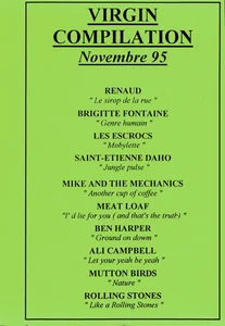 1995,
"Virgin compilation",
Renaud : "Le sirop de la rue",
Novembre, promo Virgin.