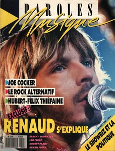 Avril 1988,
"Paroles et musique N°6",
exclusif, Renaud s'explique,
17 pages.