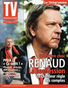 Février 2011,
"TV magazine, supplément à "Le téléprogramme" N°20.405",
Renaud : "Je ne suis pas un bon père pour mon fils",
4 pages.