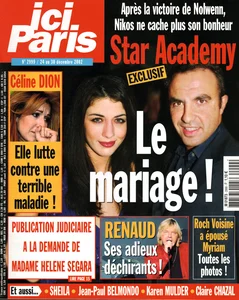 Décembre 2002,
"Ici Paris N°2999",
Renaud, ses adieux déchirants!
1,5 page.