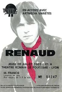 Juillet 1983,
version Renaud écrit en noir et en majuscules.
Le bandana est rouge.