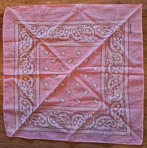 Le bandana rose,
Tour 2023, Dans mes cordes.
(ne le cherchez pas c'est une erreur apparue 3 fois dans le lot des bandanas rouges).