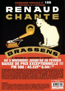 1995,
"Renaud chante Brassens",
publicité pour l'album,
recto seul en papier glacé.