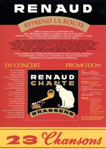 1995,
"Renaud chante Brassens",
publicité pour 8 albums et la boîte à bonbons,
recto/verso en papier cartonné.