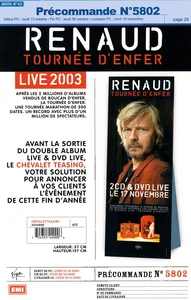 2003,
"Tournée d'enfer",
publicité pour la tournée et les CD et DVD,
recto seul en papié glacé.