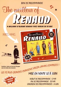 1995,
"The meilleur of Renaud",
publicité pour le CD "85-95",
recto/verso en papier cartonné.