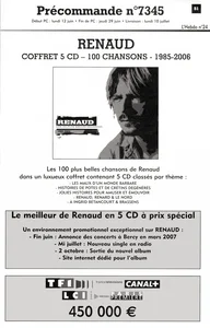 2006,
coffret 5 CDs "100 chansons - 1985-2006",
campagne publicitaire pour ce coffret,
recto/verso en papier simple.