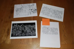 "Tournée Rouge Sang",
les projets du décor.