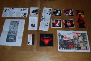 "Rouge Sang",
divers projets, 
le programme de la tournée, flyer distribués aux péages, affiche...