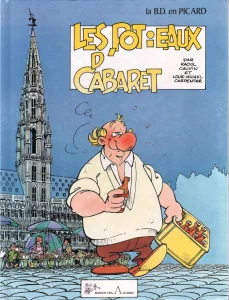 1987,
"Les Potieaux d'Cabaret",
Renaud : 2 pages,
Raoul Cauvin et Louis-Michel Carpentier,
Édition des Archers.
